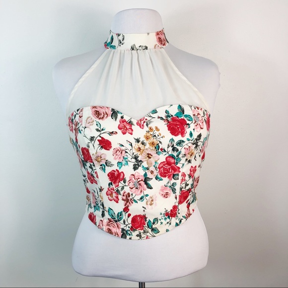 Champion Tops - Celine by Champion Halter Crop Top Illusion Neck